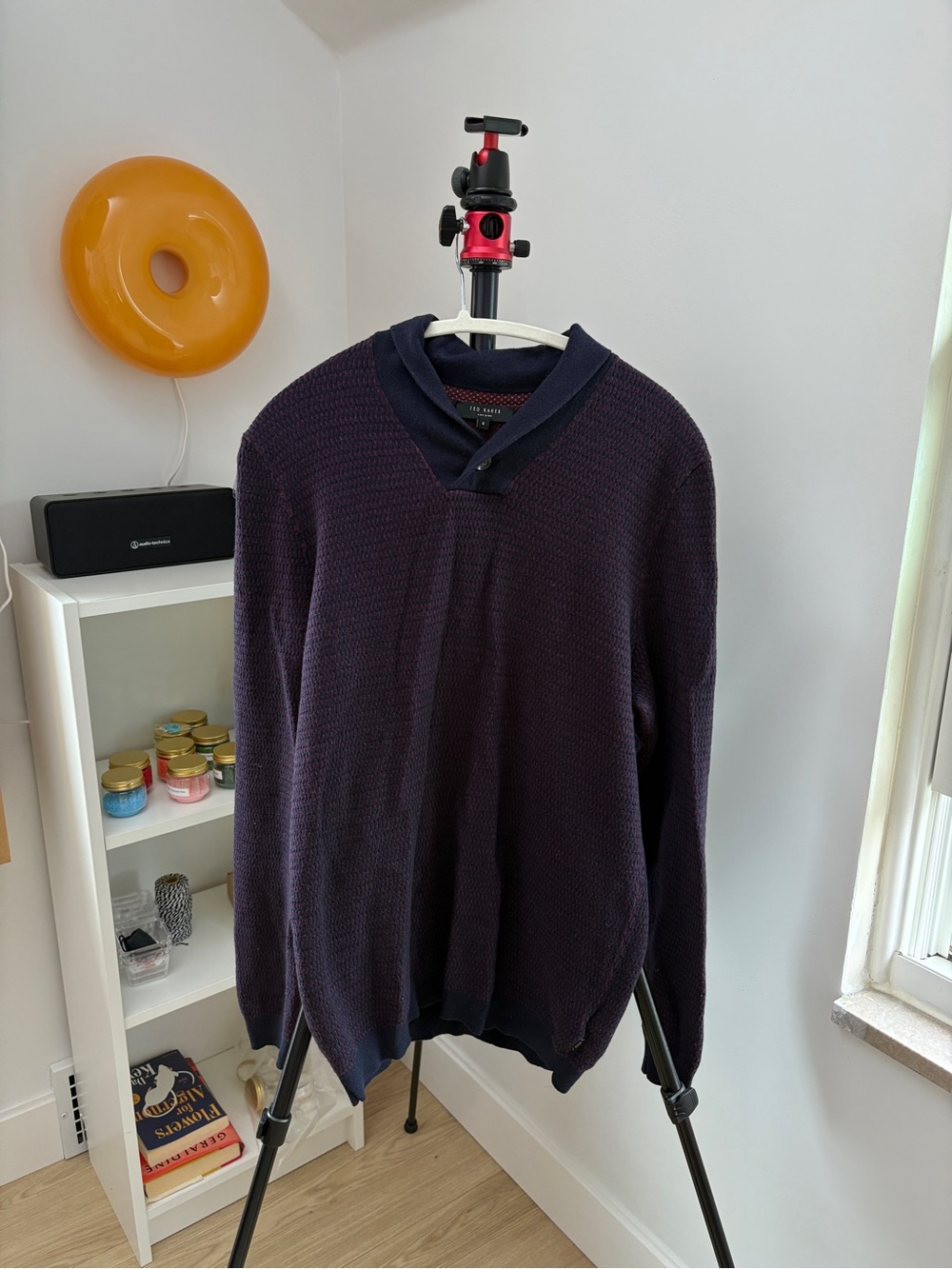 Men's Dark Purple V-Neck Knit Sweater